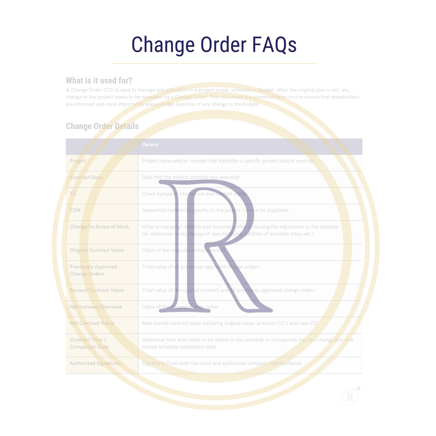 Change Order Toolkit